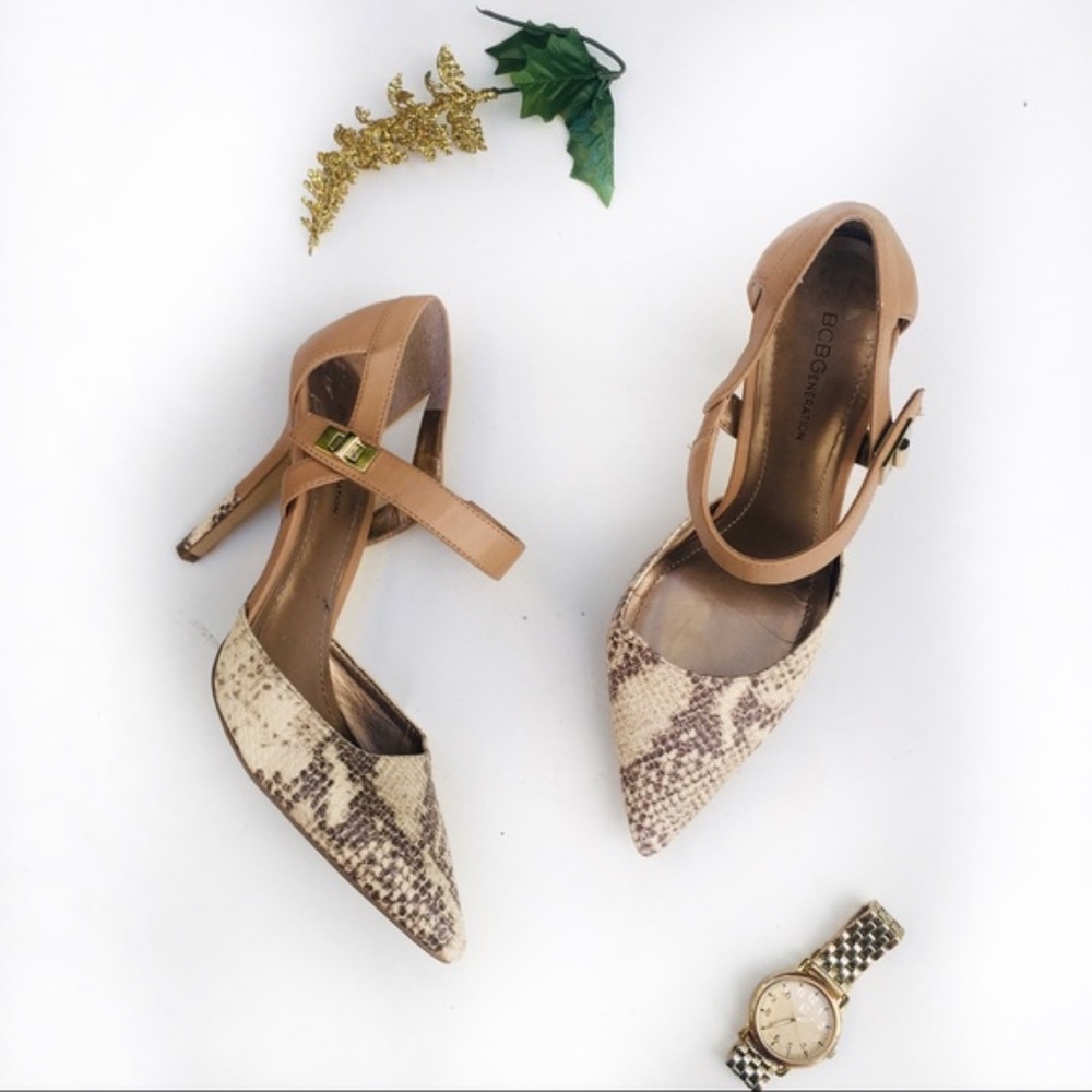 Bcbgeneration Snake Print Pointed Toe Mary Jane - image 1
